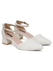 SHERRIF Women's WHITE Color Heels (SF-4563-WHITE-34)