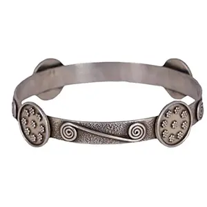 Shyle 925 Sterling Silver Bangle/Bracelet, Mizoya Intricate Tribal Inspired Textured Bangle,Well Stamped with 925,Traditional Silver Chudi, Handcrafted Silver Oxidized Bangle,Gift for Her (2'6)