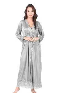 ZENVEE Women’s Satin Onion Pink Nightwear Lace Dress, Soft Silk Satin Nighty, Sleeveless Elegant Sleep Dress for Women. S