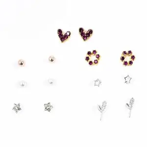 Vembley Pack of 7 Weekly Stud Earrings for Women & Girls