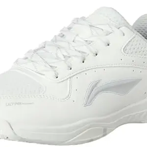 Li-Ning Unisex-Adult Ultra Power Non-Marking Badminton Shoe|Indoor Sports|Stability Heel, Prototypical Sole, Lightweight Shoe (White/Grey,UK 3)