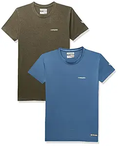 Charged Brisk-002 Melange Round Neck Sports T-Shirt Olive Size Small And Charged Endure-003 Chameleon Spandex Knit Round Neck Sports T-Shirt Blue-Heaven Size Small