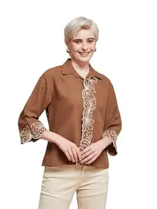 J TURRITOPSIS Women's Viscose Blend Button Stylish Shirt || Viscose Blend Shirt Top for Women