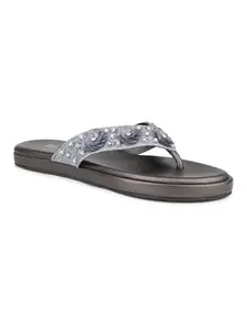 Inc.5 Women Pewter Embellished Thong-Strap Sandals