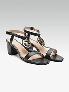 Carlton London Women's Black Fashion Sandals Leather 4 UK/India (37 EU) (CLL-4519)