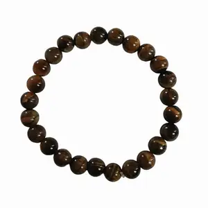 Natural Tiger's Eye Bracelet Natural Crystal With Lab Certified (22 Beads, 8mm And Length 3.15 inch) For Men & Women, Removed Black Magics, Married Life Problems, Unlimited Moneys