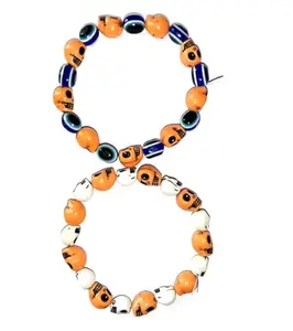 SREENATHJI Shreenathji Skull Kapala Blue Evil Eye Brecelet Combo Set