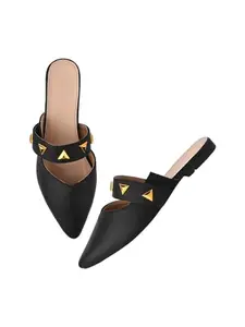 TRYME Stone Studded Bellies Soft & Comfortable Back Open Slip On Mules Sandal for Womens and Girls