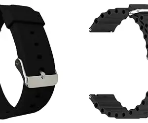 ACM Pack of 2 Watch Strap Silicone Belt 22mm compatible with Noise Colorfit Caliber 3 Plus Smartwatch Casual Classic Smart Band (Black)