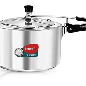 Pigeon by Stovekraft 8 Litre Classic Aluminium Inner Lid Non-Induction base Pressure Cooker (Silver) BIS Certified price in India.