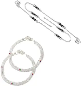 Lila Jewellery Traditional Jewellery For All Occassions Anklets Payal Pair for Women/Girls Alloy Anklet - Bzr_Combo Payal-104 & 112-(1-Pair Each)