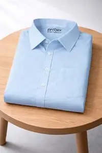 PROBEX INTERNATIONAL Men's Cotton Blend Solid Shirt with Spread Collared Full Sleeve Curved Hemline Button Closure Slim Fit and One Pocket | Shirt for Man Full Sleeve