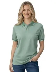 Mack Jonney Women’s Textured Polo T-Shirt | Half Sleeve Cotton Blend Top |Casual Collar Tee | Regular Fit-M7527