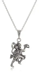 SILVER TREE 925 STERLING Silvertree925 Religious Hanuman ji Unisex Pendant with Chain in PURE Sterling Silver (ST919)