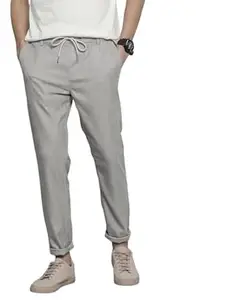 The Indian Garage Co Men Regular Fit Self Design Mid-Rise Stretchable Jogger Trousers