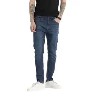 Snitch Dark Blue Plain Slim Fit Jeans