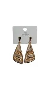 Gold Tone Dangle Earrings with Rhinestones, 5 cm