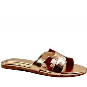 Vidvan Women Flat Slippe (Rose Gold, 4)