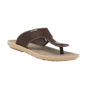 AEROWALK Stylish T-Shape Fashion Slipper for Men | Comfortable | Lightweight | Anti Skid | Casual Office Footwear |(NVAT_BROWN_43)