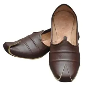 Salasar Sagun Art & Craft Ethnic Juttis/Mojaris for Men ll Casual Pathani Jutis for Men ll Trendy Casual Shoes for Men DXYM-7891 (Brown, 11)