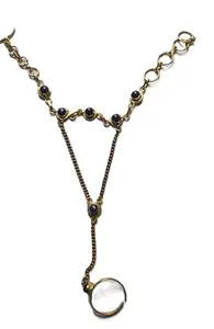 Gold-plated hand Bracelet with Blue beads