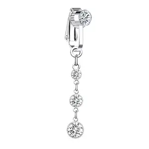 Via Mazzini No-Piercing Required Clip-On Style Crystal Cascade Belly Button Navel Ring For Women And Girls (BB0146) 1 Pc