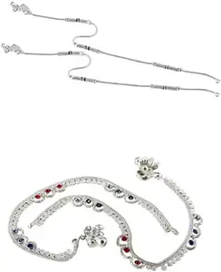 Lila Jewellery Traditional Jewellery For All Occassions Anklets Payal Pair for Women/Girls Alloy Anklet - Bzr_Combo Payal-118 & 119-(1-Pair Each)