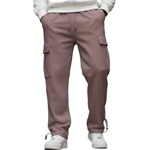 NOBERO Men's Loose Mid Rise Oversized Cargo Utility Joggers