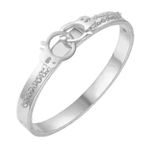 VAMA FASHIONS 316 L Stainless Steel Silver Round Lock Engraved Anti Tarnish Bracelet With Link Chain Open Clasp Daily Office Hand Accessory Bracelet for Women & Girls