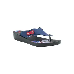 inblu Stylish Fashion Sandal/Slipper for Women | Comfortable | Lightweight | Anti Skid | Casual Office Footwear (91J3_BLUE+RED_36)