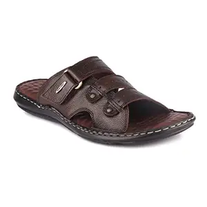 Red Chief Brown Leather Slippers and Sandals for Men