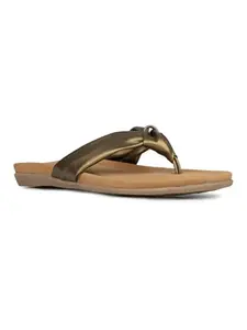 Inc.5 Womens Golden Ethnic Solid T-Strap Slip-On Flats
