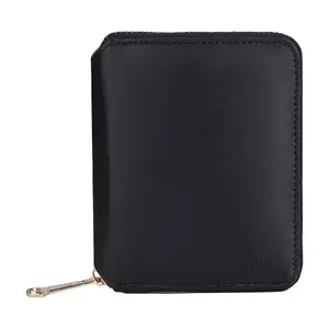 THE CLOWNFISH Zia Genuine Leather Bi-Fold Zip Around Wallet for Women with Multiple Card Slots & Coin Pocket (Black-1)