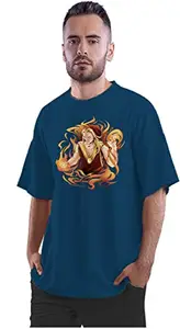 ALLEN BLACK Oversized T-Shirt Fire Enchantment Elf Men's Women's Unise 100% Cotton Navy Blue_FIRENEUNQ-Navy Blue M Oversized_