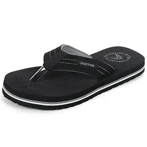 DOCTOR EXTRA SOFT Slipper Care Orthopaedic and Diabetic Comfort Doctor Slipper, Flip-Flop, Cushion, Slides and House Slipper for Men's and boys ULTRA SOFT D-28-BLACK/GREY-5 UK