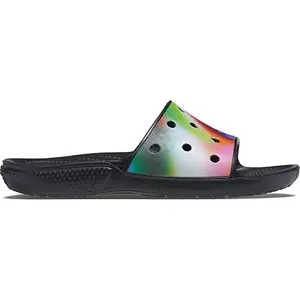 Crocs unisex-adult CLASSIC SLIDE BLACK/MULTI Slide Sandal - 1 UK Men/ 2 UK Women (M2W4) (207557-0C4)