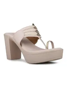 Inc.5 Womens Cream Solid Round Toe Heels