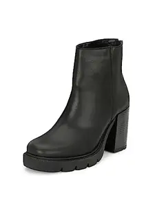 EL PASO Women's Leather Black Formal Chelsea Boots - 4 UK