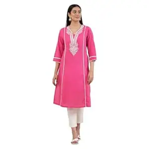 BIBA Women Cotton Straight Kurta