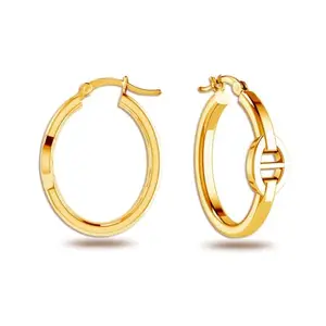 LeCalla 925 Sterling Silver Hoops Earring | BIS Hallmarked 14K Gold-Plated Mariner Link Hoops Earring | Silver Oval Anchor Hoop Earrings for Women and Girls