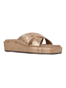 Inc.5 Womens Beige Printed Cross Strap Casual Wedge Heel Sandals