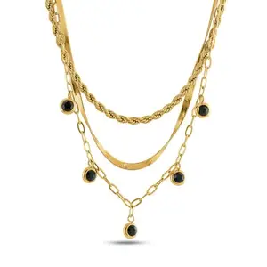 PALMONAS Multi-Strand Gold Necklace for Women - Waterproof & Anti-Tarnish Necklace | Gift For Girls & Women