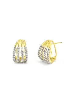 PRIVIU Gold Plated American Diamond Studded Stud Earrings For Women & Girls