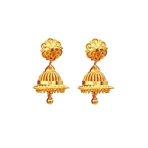 oh wow Copper Jhumka Earrings for Women, Gold