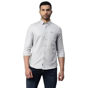 Royal Enfield Solid Poly Cotton Slim Fit Men's Casual Shirt (Grey,Medium)