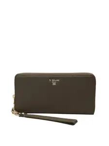 Da Milano Zip Leather Wallet for Women - Green