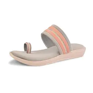 Centrino Women's Toe Ring Sandals |Stylish Slip-On Dual-Tone Flat Slides with Silver Metallic Accent | Open Toe Slip-On |Soft Cushioned Footbed for Comfort | Lightweight Casual Footwear (9309)