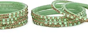 Somil Hand Decorative Traditional/Fashionable Glass Bangle/Kada Set Ornamented With Colorful Beads For Stylish Attractive Look (Pack Of 12) Green_2.8