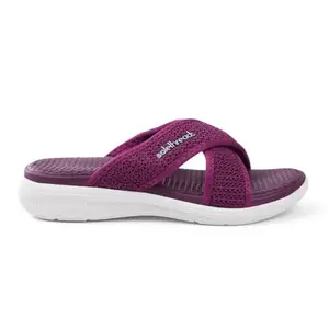 SOLETHREADS GRACE CROSS | Slides For Women | Lightweight Slippers | Slides Home Indoor Outdoor Slippers | Slides Outdoor Indoor | WINE | 6UK