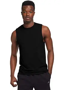 THE BLAZZE Men�s Designer Round Neck Cotton Muscle Tee Vest Casual Sleeveless/Classic Soft Stretchable Short Crew Undershirt (Small(36�/90cm - Chest), Black)